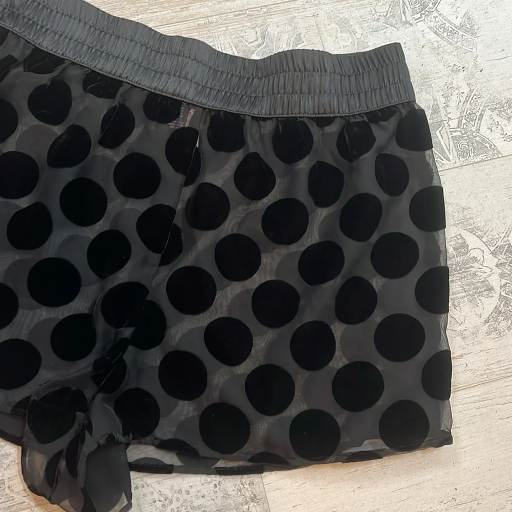 Victorias Secret Black Sheer Satin and Velvet Polka Dot Shorts Size Large
